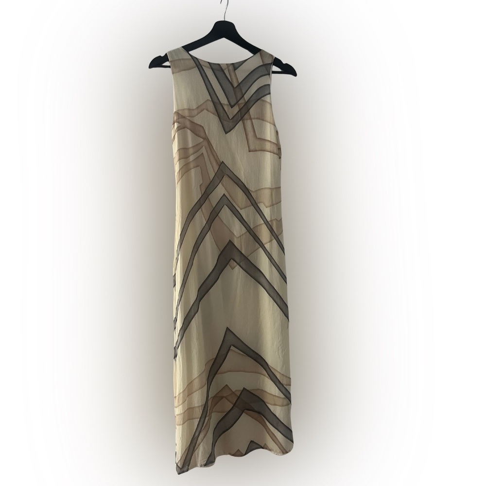 MaxMara Beige and Black Chevron Maxi Dress